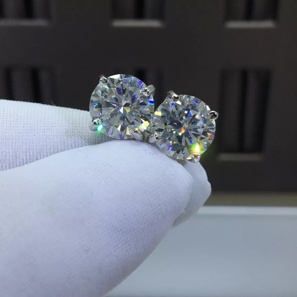 3 Carat Moissanite Stud Earrings- Ideal Gift For Her